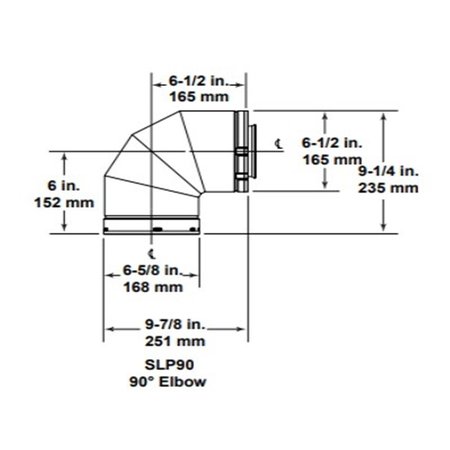 SLP SLP SLP90 90 deg Elbow Venting Component for Gas Fireplaces SLP90